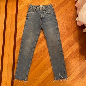 zara high waisted straight leg jeans